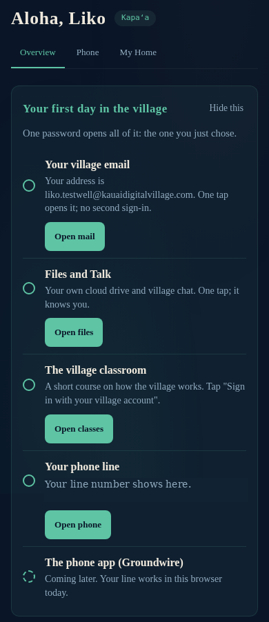The same first-day list on a phone.